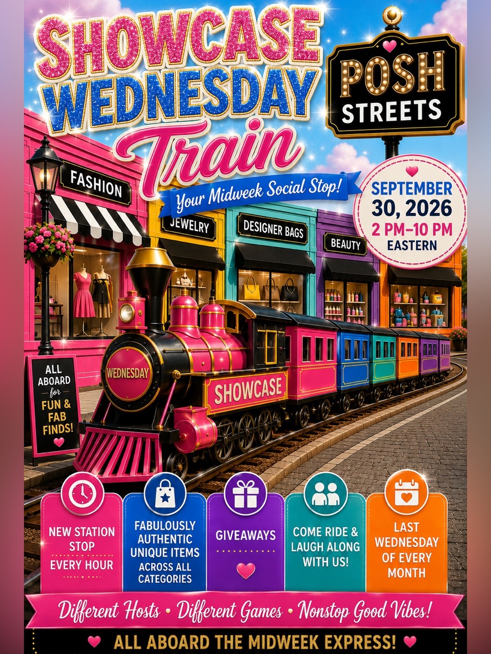 30th of September SHOWCASE WEDNESDAY Train Come JOIN US!! GIVEAWAYS & Great Item